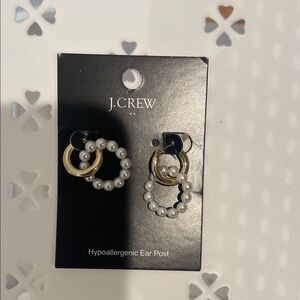 J. Crew Gold and White Twisted Hoop Earrings